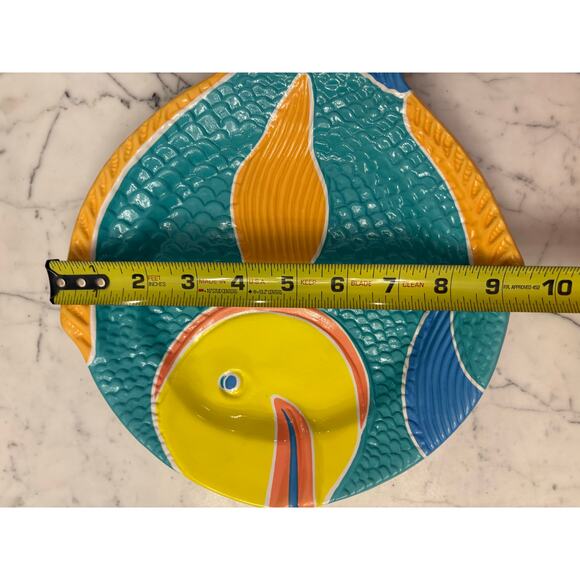 Leisure time Ullman Puff Fish 90s post modern plastic Platter 4 salad plates - Picture 9 of 12